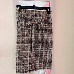 Rainbow over the knees plaid pencil skirt
